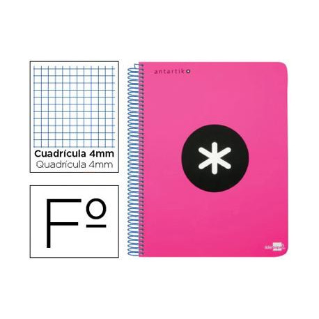 CUADERNO ESPIRAL ANTARTIK A4 MICRO TAPA DURA 80H 100 GR CUADRO 5MM SIN BANDAS 4 TALADROS COLOR ROSA 