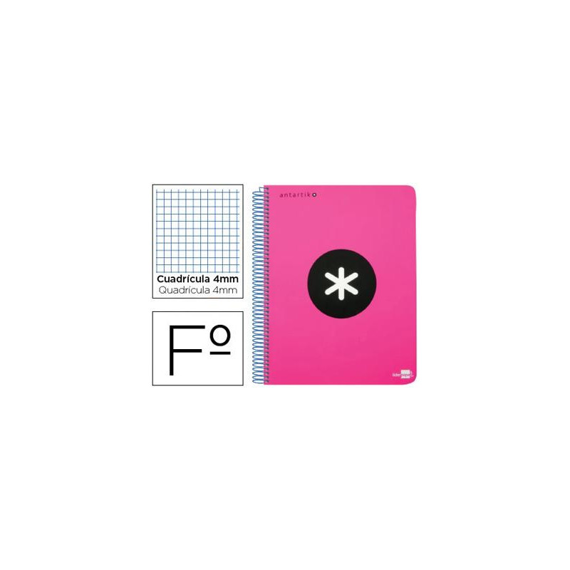 CUADERNO ESPIRAL ANTARTIK A4 MICRO TAPA DURA 80H 100 GR CUADRO 5MM SIN BANDAS 4 TALADROS COLOR ROSA 