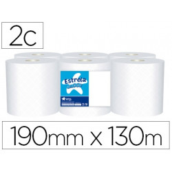 PAPEL SECAMANOS AMOOS 2 CAPAS 190 MM X 130 MT PAQUETE DE 6 ROLLOS