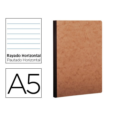 LIBRETA AGE-BAG TAPA CARTULINA LOMO COSIDO RAYADO HORIZONTAL 96 HOJAS COLOR HAVANA 148X210 MM