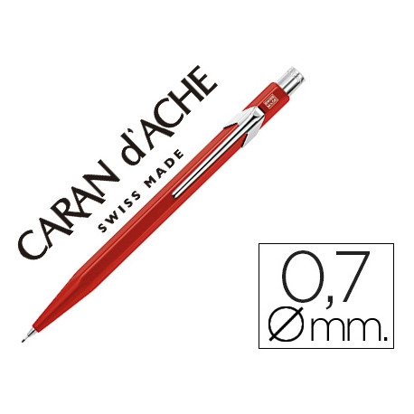 PORTAMINAS CARAN D'ACHE 844 0,7MM CUERPO ROJO ADORNOS CROMADOS