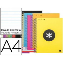 CUADERNO ESPIRAL A4 MICRO ANTARTIK TAPA FORRADA 120H 90 GR HORIZONTAL 5 BANDAS 4 TALADROS COLORES SU