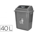 PAPELERA CONTENEDOR Q-CONNECT PLASTICO CON TAPA DE BALANCIN 40 LITROS GRIS 410X280X610 MM