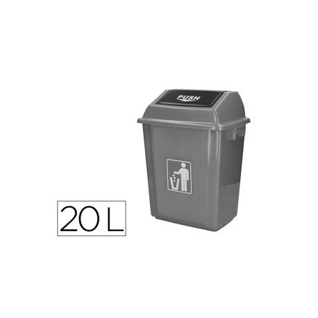 PAPELERA CONTENEDOR Q-CONNECT PLASTICO CON TAPA DE BALANCIN 20 LITROS GRIS 340X240X450 MM