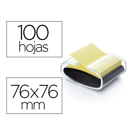 SOPORTE BLOC DE NOTAS ADHESIVAS QUITA Y PON POST-IT SUPER STICKY Z NOTES COLOR NEGRO CON 1 BLOC 76X7