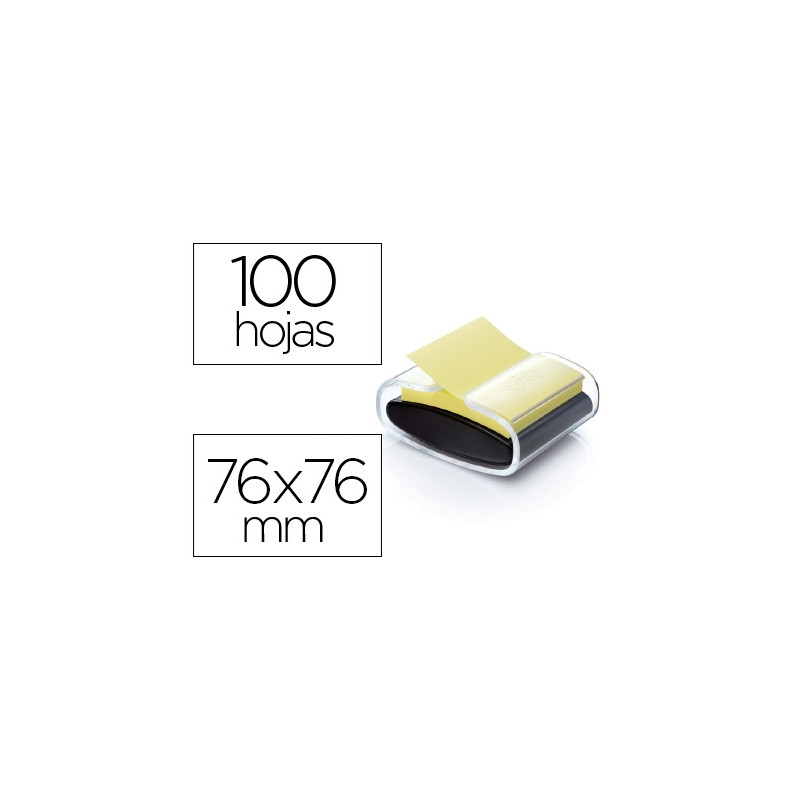 SOPORTE BLOC DE NOTAS ADHESIVAS QUITA Y PON POST-IT SUPER STICKY Z NOTES COLOR NEGRO CON 1 BLOC 76X7