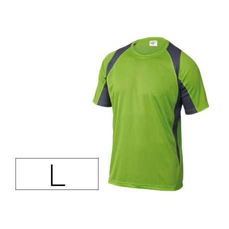 CAMISETA DELTAPLUS POLIESTER MANGA CORTA CUELLO REDONDO TRATAMIENTO SECADO RAPIDO COLOR VERDE-GRIS T