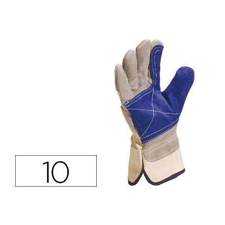 GUANTES DELTAPLUS DOCKER SERRAJE VACUNO REFORZADO IDEAL PARA TRABAJOS INTENSIVO COLOR GRIS-AZUL TALL