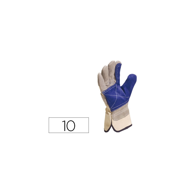 GUANTES DELTAPLUS DOCKER SERRAJE VACUNO REFORZADO IDEAL PARA TRABAJOS INTENSIVO COLOR GRIS-AZUL TALL