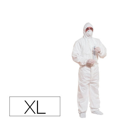 TRAJE DE SEGURIDAD DELTAPLUS POLIPROPILENO CON CAPUCHA DE UN SOLO USO COLOR BLANCO TALLA XL