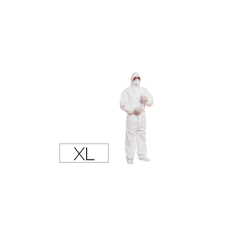 TRAJE DE SEGURIDAD DELTAPLUS POLIPROPILENO CON CAPUCHA DE UN SOLO USO COLOR BLANCO TALLA XL