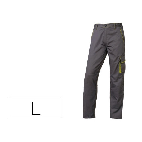 PANTALON DE TRABAJO DELTAPLUS CINTURA AJUSTABLE 5 BOLSILLOS COLOR GRIS VERDE TALLA L TALLA L