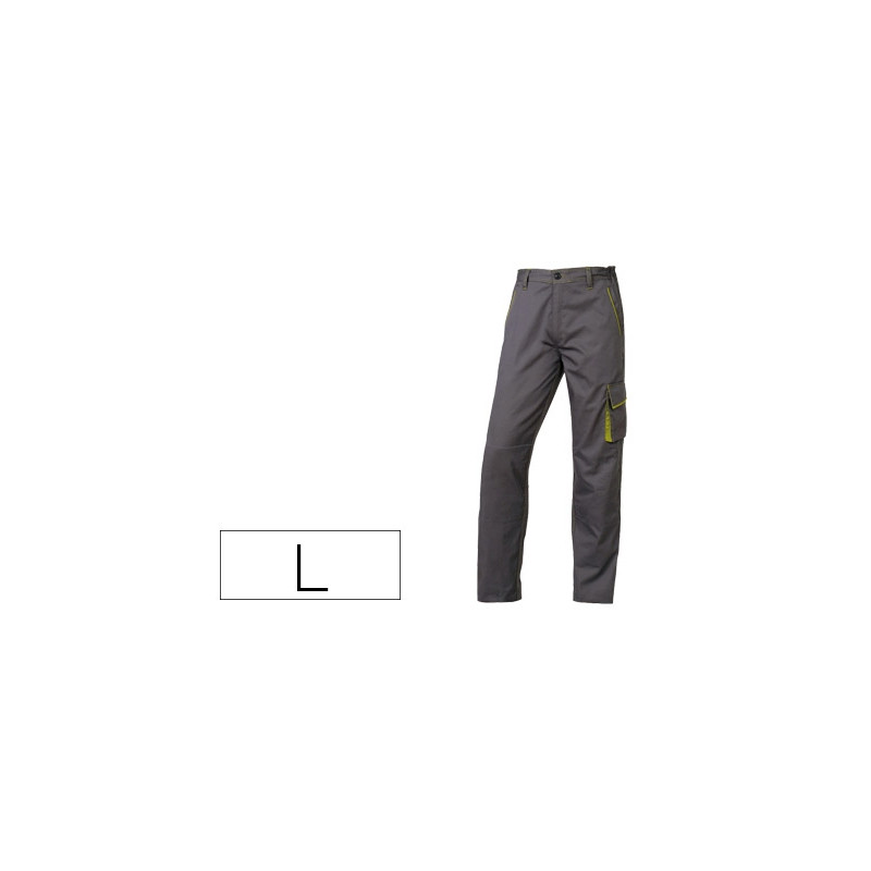 PANTALON DE TRABAJO DELTAPLUS CINTURA AJUSTABLE 5 BOLSILLOS COLOR GRIS VERDE TALLA L TALLA L