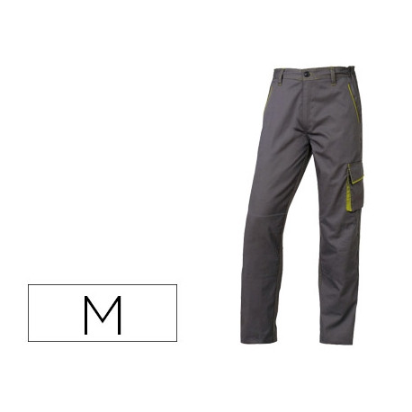 PANTALON DE TRABAJO DELTAPLUS CINTURA AJUSTABLE 5 BOLSILLOS COLOR GRIS VERDE TALLA M