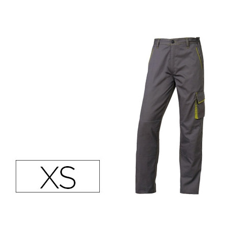 PANTALON DE TRABAJO DELTAPLUS CINTURA AJUSTABLE 5 BOLSILLOS COLOR GRIS VERDE TALLA XS