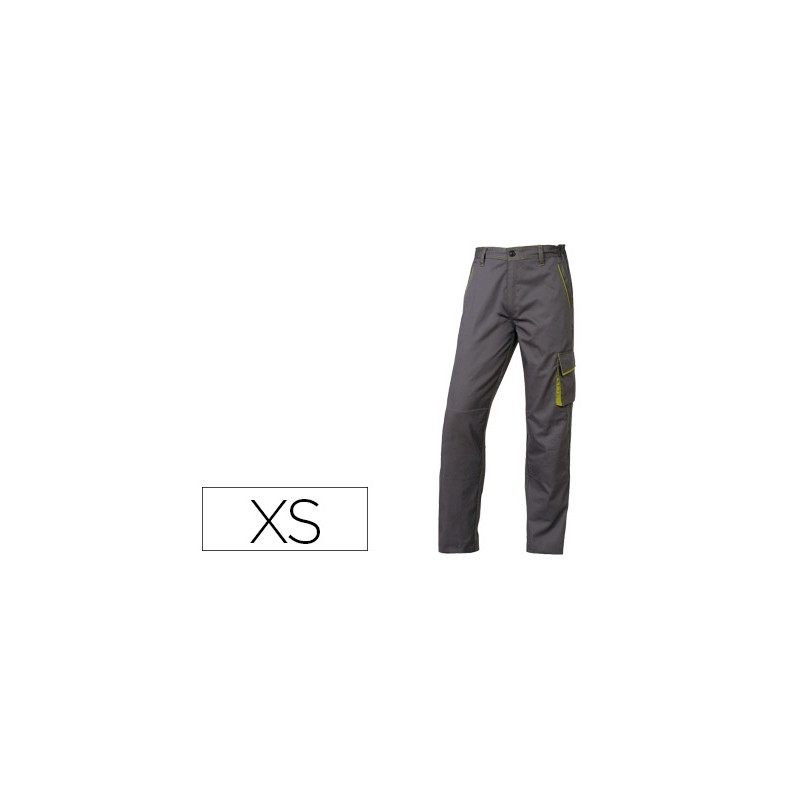 PANTALON DE TRABAJO DELTAPLUS CINTURA AJUSTABLE 5 BOLSILLOS COLOR GRIS VERDE TALLA XS