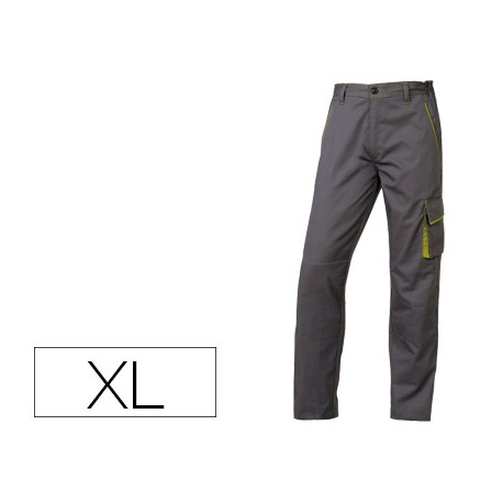 PANTALON DE TRABAJO DELTAPLUS CINTURA AJUSTABLE 5 BOLSILLOS COLOR GRIS VERDE TALLA XL