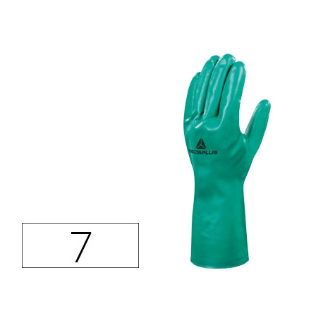 GUANTES DELTAPLUS TRATADO EN NITRILO FLOCADO DE ALGODON ESPECIAL PARA TRABAJOS CON LIQUIDOS QUIMICOS