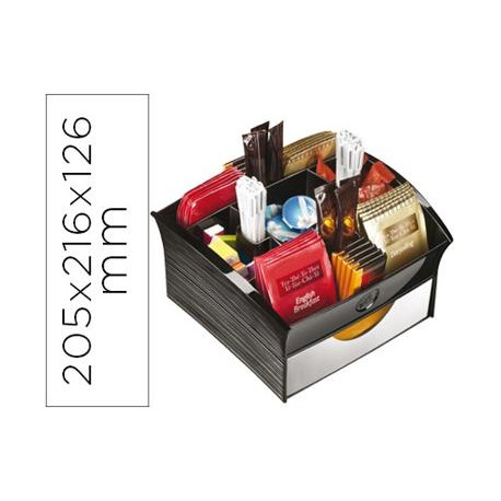 BANDEJA ORGANIZADORA CEP CON 9 COMPARTIMENTOS POLIESTIRENO COLOR NEGRO ESPECIAL PARA SNACK 205X216X1