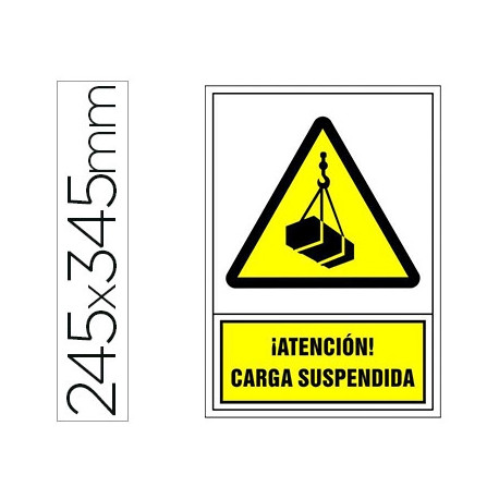 PICTOGRAMA SYSSA SE?AL DE ADVERTENCIA ATENCION! CARGA SUSPENDIDA EN PVC 245X345 MM