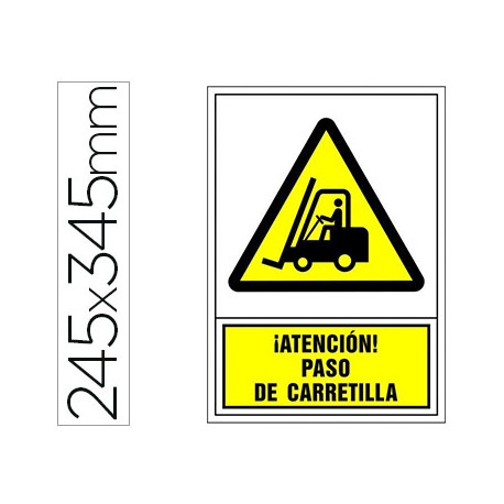 PICTOGRAMA SYSSA SE?AL DE ADVERTENCIA ATENCION! PASO DE CARRETILLA EN PVC 245X345 MM