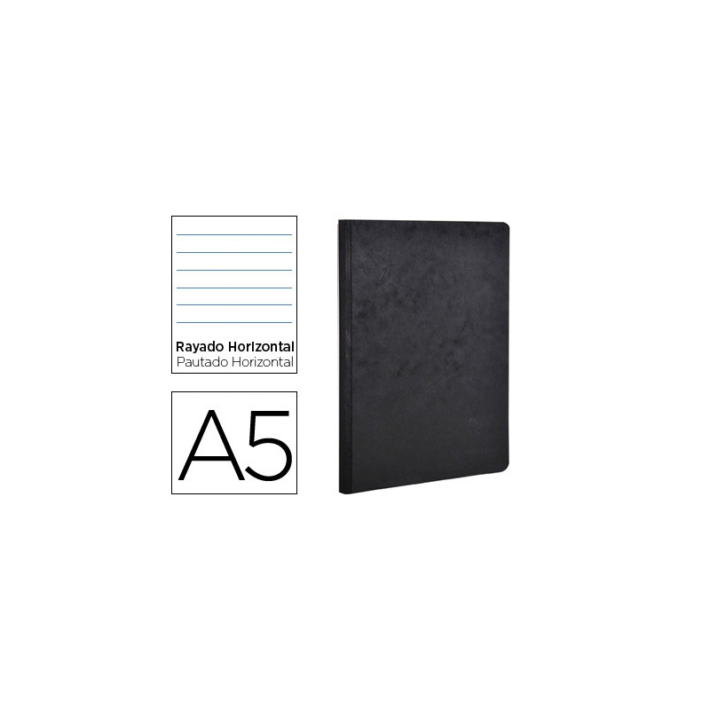 LIBRETA AGE-BAG TAPA CARTULINA LOMO COSIDO RAYADO HORIZONTAL 96 HOJAS COLOR NEGRO 148X210 MM