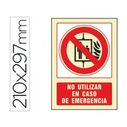 PICTOGRAMA SYSSA SE?AL DE NO UTILIZAR EN CASO DE INCENDIO EN PVC FOTOLUMINISCENTE 210X297 MM