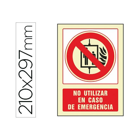 PICTOGRAMA SYSSA SE?AL DE NO UTILIZAR EN CASO DE INCENDIO EN PVC FOTOLUMINISCENTE 210X297 MM