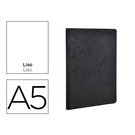 LIBRETA AGE-BAG TAPA CARTULINA LOMO COSIDO LISO 96 HOJAS COLOR NEGRO 148X210 MM