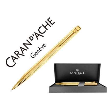 PORTAMINAS CARAN D'ACHE ECRIDOR CHEVRON PLACADO DORADO 0,5 MM CON ESTUCHE