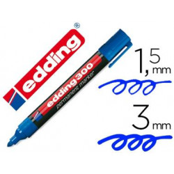 ROTULADOR EDDING MARCADOR PERMANENTE 300 AZUL PUNTA REDONDA 1,5-3 MM RECARGABLE