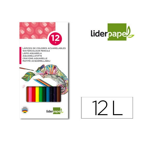 LAPICES DE COLORES ACUARELABLES LIDERPAPEL CAJA DE 12 UNIDADES COLORES SURTIDOS