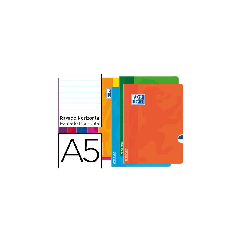 LIBRETA ESCOLAR OXFORD OPENFLEX TAPA FLEXIBLE OPTIK PAPER 48 HOJAS DIN A5 RAYADO HORIZONTAL COLORES 