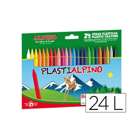 LAPICES CERA ALPINO PLASTI CAJA DE 24 UNIDADES COLORES SURTIDOS