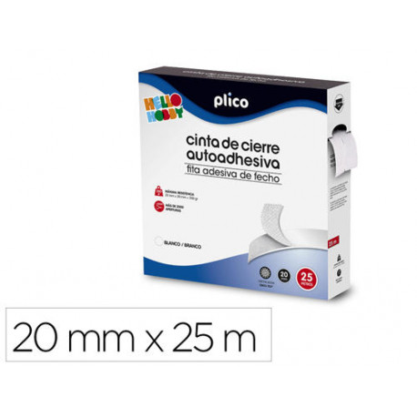 CINTA DE CIERRE ADHESIVA PLICO VELCRO BLANCO 20MM X 25M