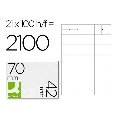 ETIQUETA ADHESIVA Q-CONNECT KF10648 TAMA?O 70X42 MM FOTOCOPIADORA LASER INK-JET  DIN A4