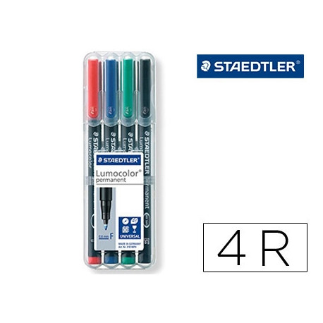 ROTULADOR STAEDTLER LUMOCOLOR RETROPROYECCION PUNTA DE FIBRA PERMANENTE 318 WP ESTUCHE 4 COLORES PUN