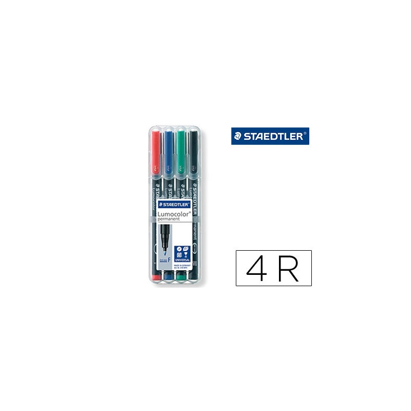 ROTULADOR STAEDTLER LUMOCOLOR RETROPROYECCION PUNTA DE FIBRA PERMANENTE 318 WP ESTUCHE 4 COLORES PUN