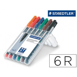 ROTULADOR STAEDTLER LUMOCOLOR RETROPROYECCION PUNTA DE FIBRA PERMANENTE 318 WP ESTUCHE 6 COLORES PUN