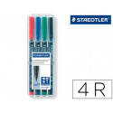 ROTULADOR STAEDTLER LUMOCOLOR RETROPROYECCION PUNTA DE FIBRA PERMANENTE 317 WP ESTUCHE 4 COLORES PUN