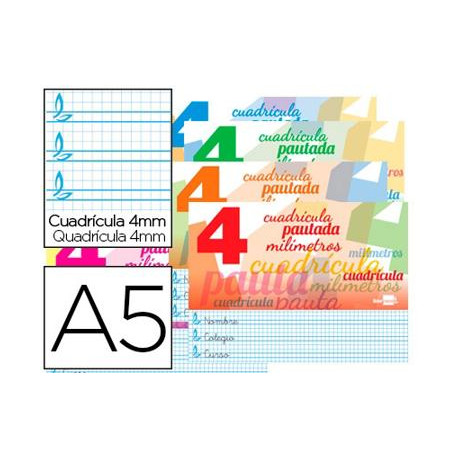 LIBRETA LIDERPAPEL PAUTAGUIA TAPA CARTONCILLO 32 HOJAS DIN A5 70 G CUADRICULADO PAUTADO 4 MM APAISAD