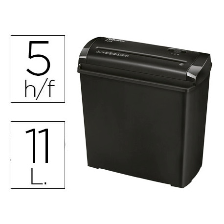 DESTRUCTORA DE DOCUMENTOS FELLOWES P-25S CAPACIDAD DE CORTE 5 HOJAS CORTE EN TIRAS PAPELERA 11 LITRO