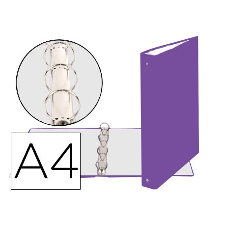 CARPETA DE 4 ANILLAS 30MM REDONDAS EXACOMPTA DIN A4 CARTON FORRADO MORADO