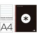 CUADERNO ESPIRAL A4 MICRO ANTARTIK TAPA FORRADA 120H 90 GR HORIZONTAL 5 BANDAS 4 TALADROS COLOR NEGR