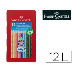 LAPICES DE COLORES FABER CASTELL ACUARELABLE COLOUR GRIP TRIANGULAR CAJA METALICA DE 12 COLORES SURT