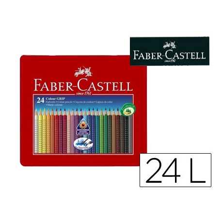 LAPICES DE COLORES FABER CASTELL ACUARELABLE COLOUR GRIP TRIANGULAR CAJA METALICA DE 24 COLORES SURT