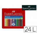 LAPICES DE COLORES FABER CASTELL ACUARELABLE COLOUR GRIP TRIANGULAR CAJA METALICA DE 24 COLORES SURT