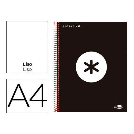 CUADERNO ESPIRAL A4 MICRO ANTARTIK TAPA FORRADA 120H 90 GR LISO CON BANDAS 4 TALADROS COLOR NEGRO