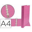 CARPETA DE 4 ANILLAS 25 MM MIXTAS LIDERPAPEL A4 CARTON FORRADO PVC FUCSIA