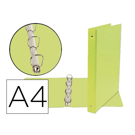 CARPETA DE 4 ANILLAS 25 MM MIXTAS LIDERPAPEL A4 CARTON FORRADO PVC VERDE